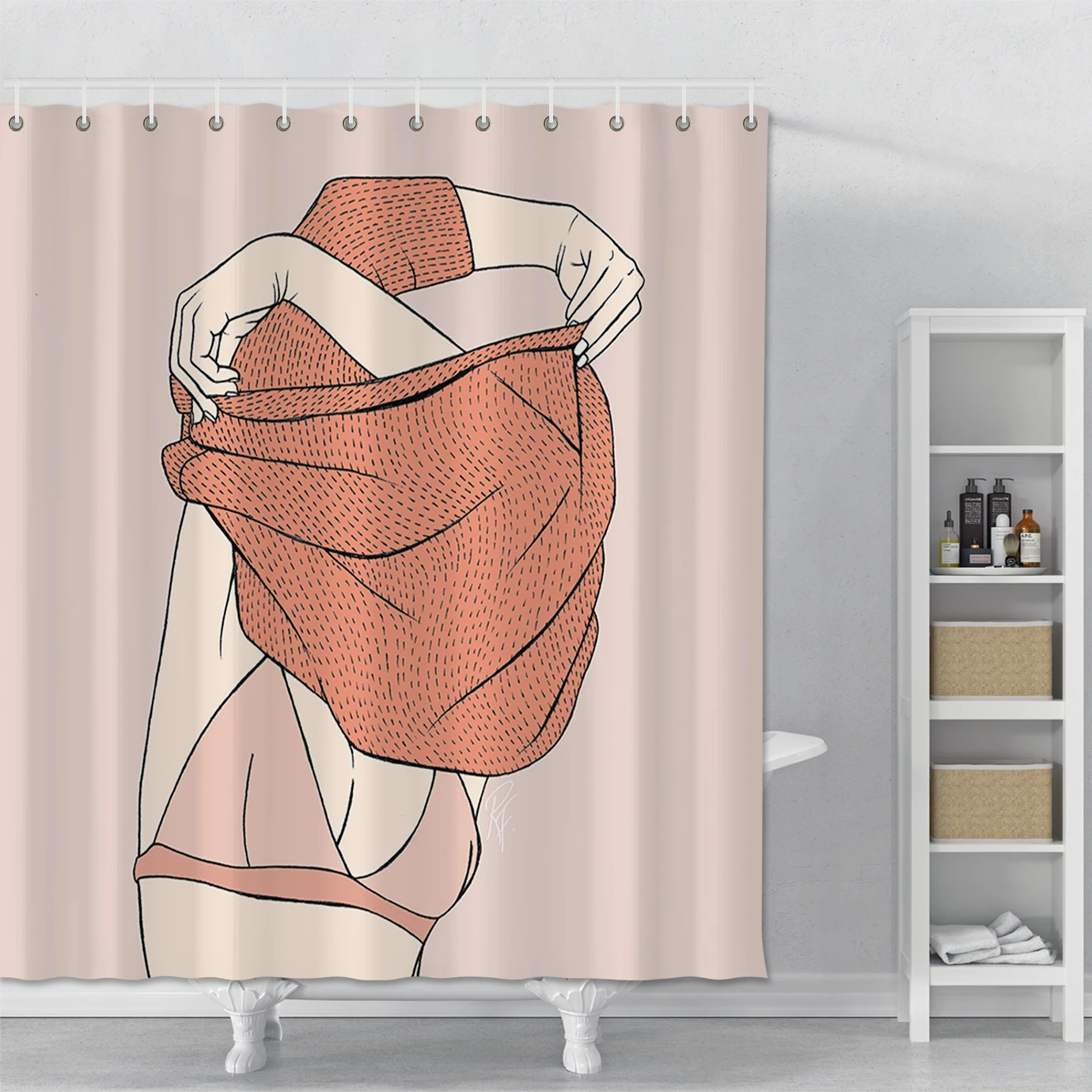 

Creative Pink Shower Curtain Printed Girls Waterproof Shower Curtain For Bathroom Polyester Fabric Curtain With Hooks Home Decor