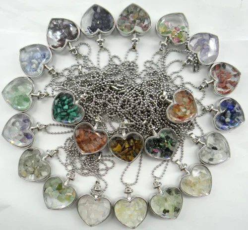 

Natural stone tiger eye Turquoises lapis Quartz crystal irregular gravel stone & glass pendant for diy Jewelry making necklace