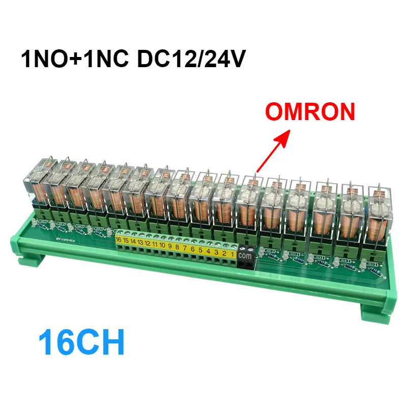 Módulo de Relé 16a da Relação da Montagem do Trilho do Ruído de 16 Omron Canais Entrada 12 v 24 G2r-1-e dc