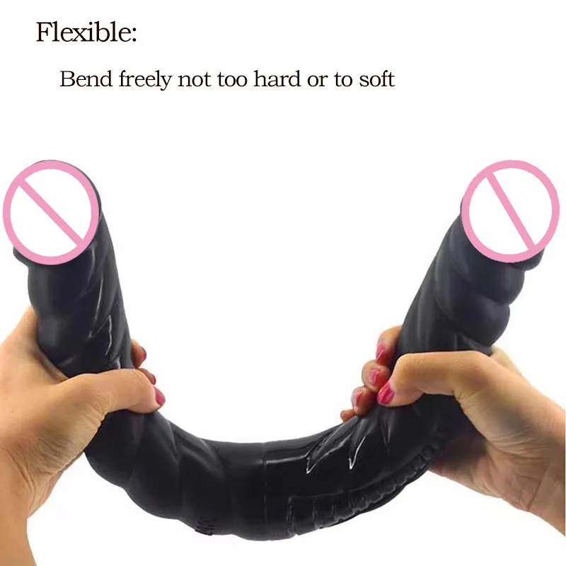 42см Супер длинный Фалоимитатор для пар большой черный Фаллоимитаторы с двумя