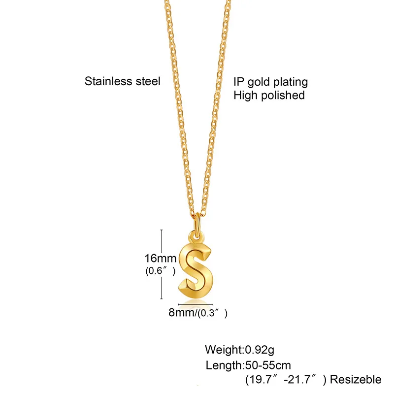 

Vnox A-Z Initial Necklaces for Women, Gold Tone Stainless Steel Alphabet Pendant, Elegant 26 Letter Collar Lady Party Jewelry