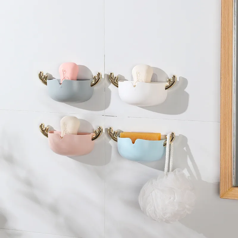 

Cartoon Animal Cute Deer Soap Holder Seamless Wall-Mounted Storage Box Storage Box Creativity Bathroom Accessories