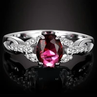 milangirl fashion ring silver color red blue white crystal rhinestone zircon metal ring for women wedding jewelry accessories