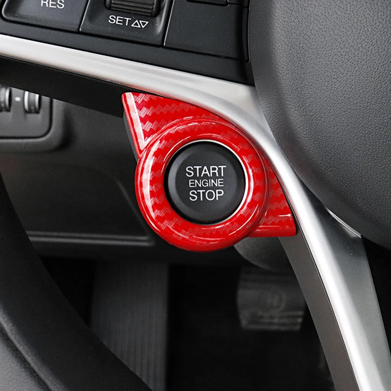 

Carbon Fiber Car Interior Ignition Engine Start Stop Button Frame Cover for Alfa Romeo Stelvio 17-18 Giulia 16-18