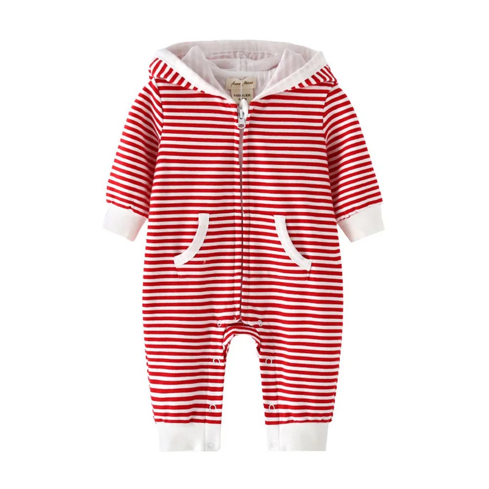 Комбинезон детский из 100% хлопка в красную полоску на молнии |