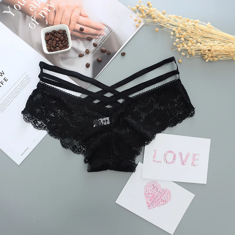 Сексуальные трусики женские кружевные однотонные сексуальные с низкой посадкой