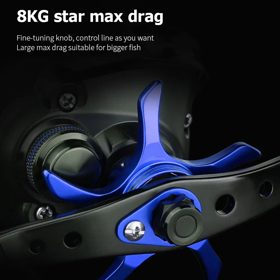 

WALK FISH New Summer Baitcasting Reel 8kg Max Drag Reel Fishing Bright Color SFS Double Brake System 6.3:1 Speed Fishing Reel