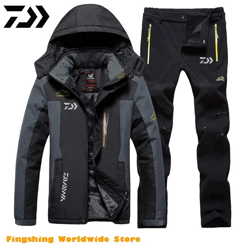 

Daiwa Fishing Clothes Sports Outdoor Fishing Clothing And Pants Men Fishing Suit Winter Warm Fishing Jacket Plus Velvet L-5XL