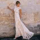 Винтажное кружевное свадебное платье в стиле бохо, ТРАПЕЦИЕВИДНОЕ свадебное платье с рукавами-крылышками и открытой спиной, свадебные платья, 2022