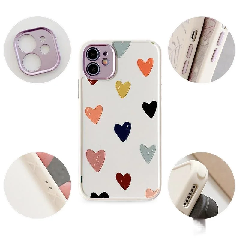 

TPU Bumper Cover For iPhone 12 Pro Case Heart Flowers Phone Case For iPhone 12 11 Pro Max 8 7 Plus X XS Max XR Marble Soft Cases