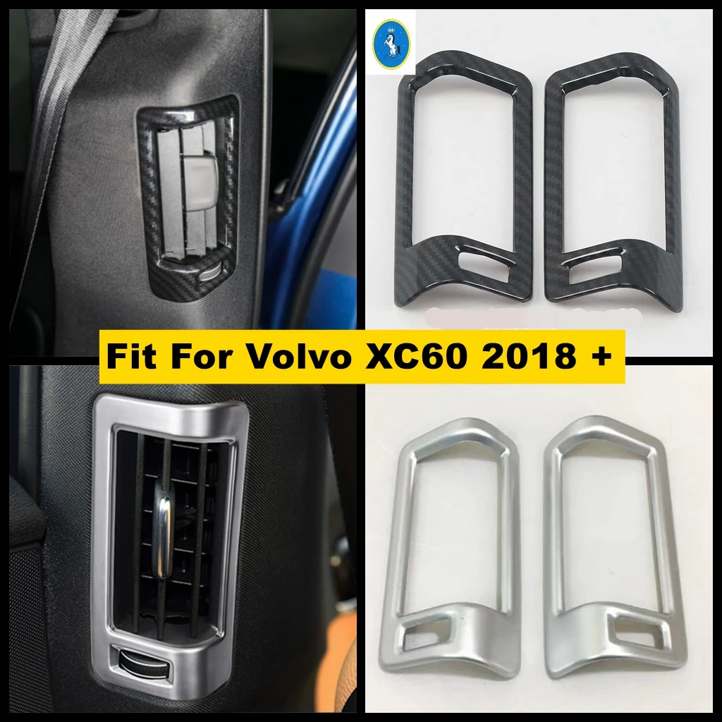 

ABS Carbon Fiber Look Rear Door Pillar B Air Conditioner AC Outlet Vent Frame Cover Trim Fit For Volvo XC60 2018 2019 2020 2021