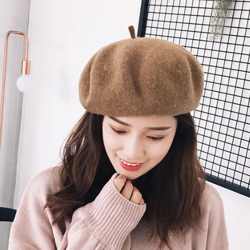 

100% Pure Wool Beret Hat Artist Warm Wool Winter Beanie Hat Felt Beret British Fashion Beret Hat Slouchy Winter Hats Painter Hat