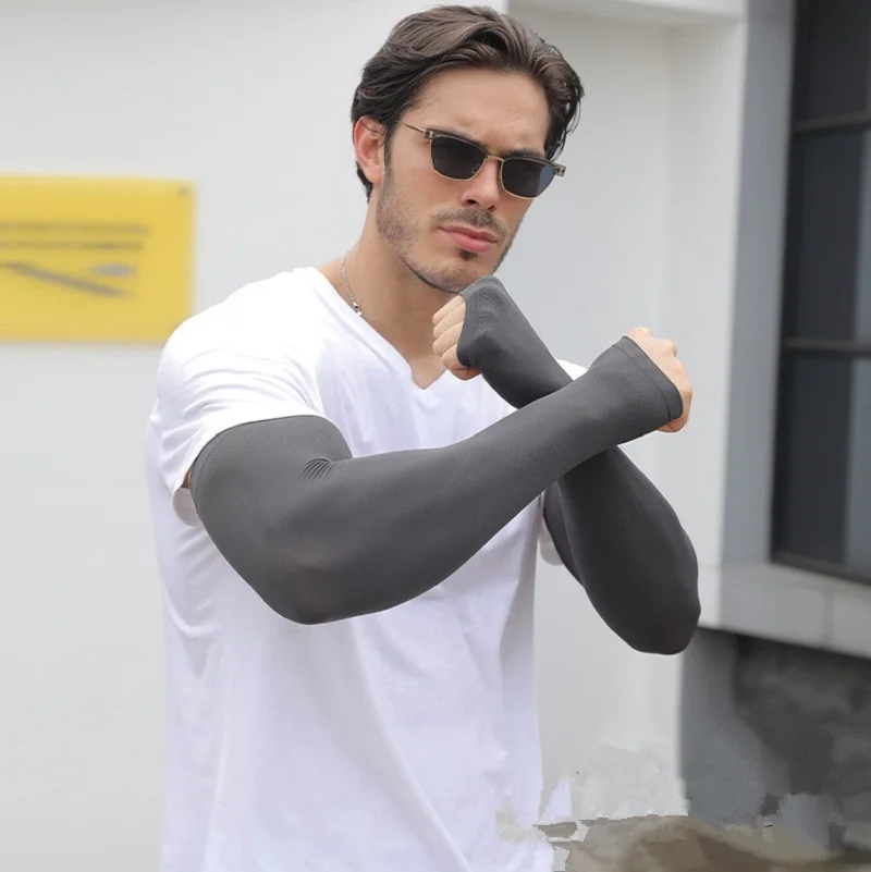 1PC Ice Fabric Cooling Arm Sleeves UV Protection Breathable Outdoor Men Running Cycling Arm Warmers Elbow Pad
