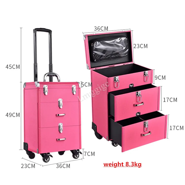 

Rolling Suitcase for makeup ,wheel cosmetic Luggage bagMakeup artist's toolbox, toiletries Case