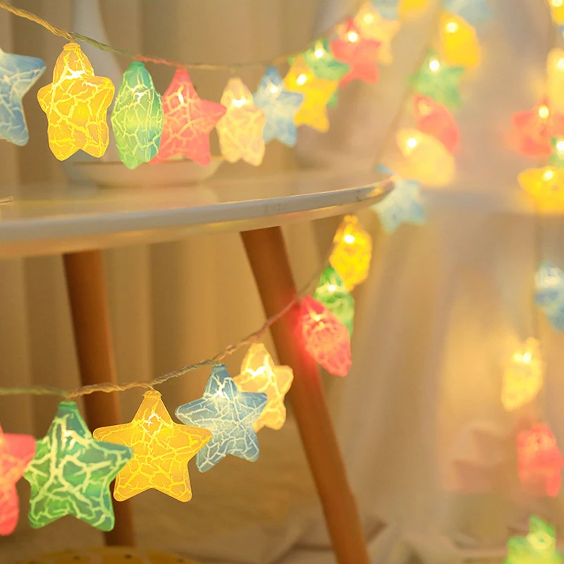 

Newest Star Ball Light Garland Fairy Cracked LED String Lamp Christmas Lamp Holiday Party Wedding Bedroom Decoration