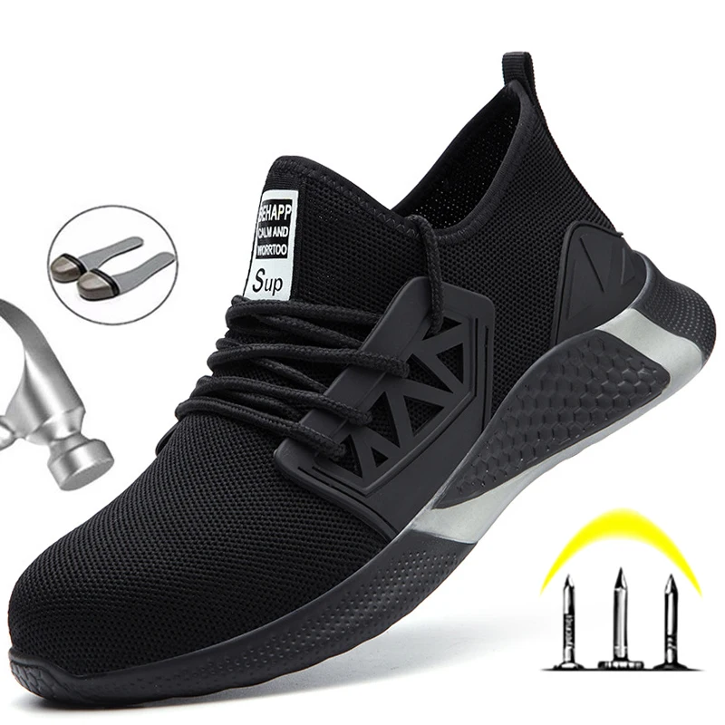 

Breathable Safety Shoes Men's Boots Steel Toe Cap Work Safety Boots Anti-smashing Work Shoes Men Indestructible Shoes Plus Size