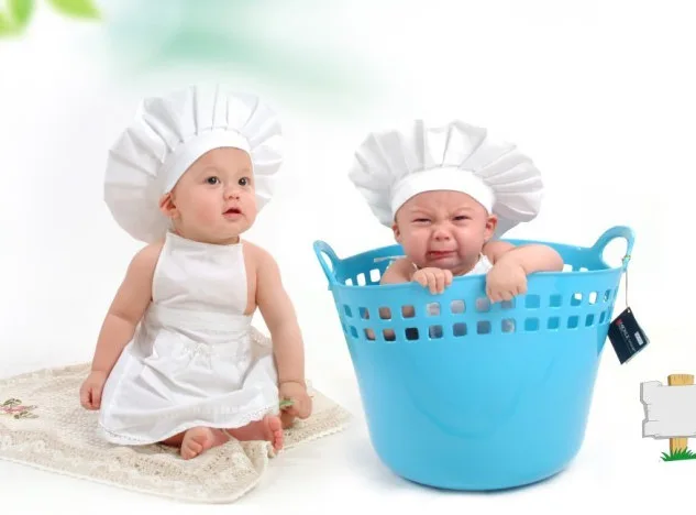 

Kids Chef Hat Apron Suit Hundred Days Newborn Props bebe fille Chef Hat Photography Fotografia Shoot Newborn Photography Props