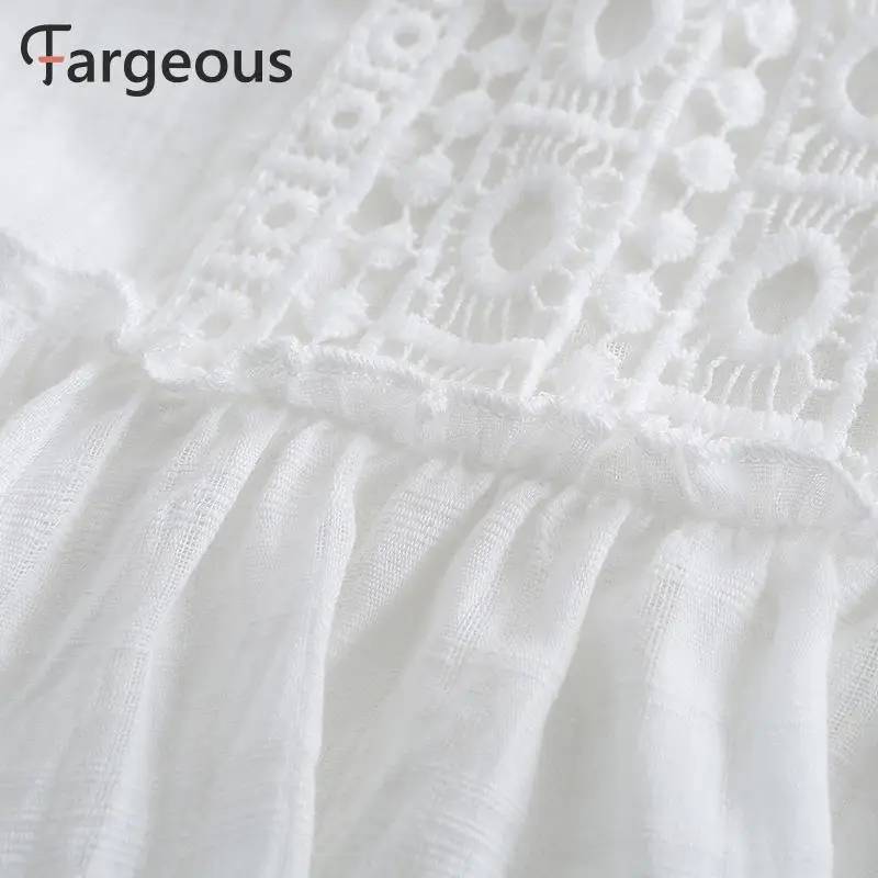 Fargeous женское элегантное белое короткое платье с вышивкой летнее сексуальное кружевное платье с v-образным вырезом на спине женские вечерние платья с высокой талией Vestidos