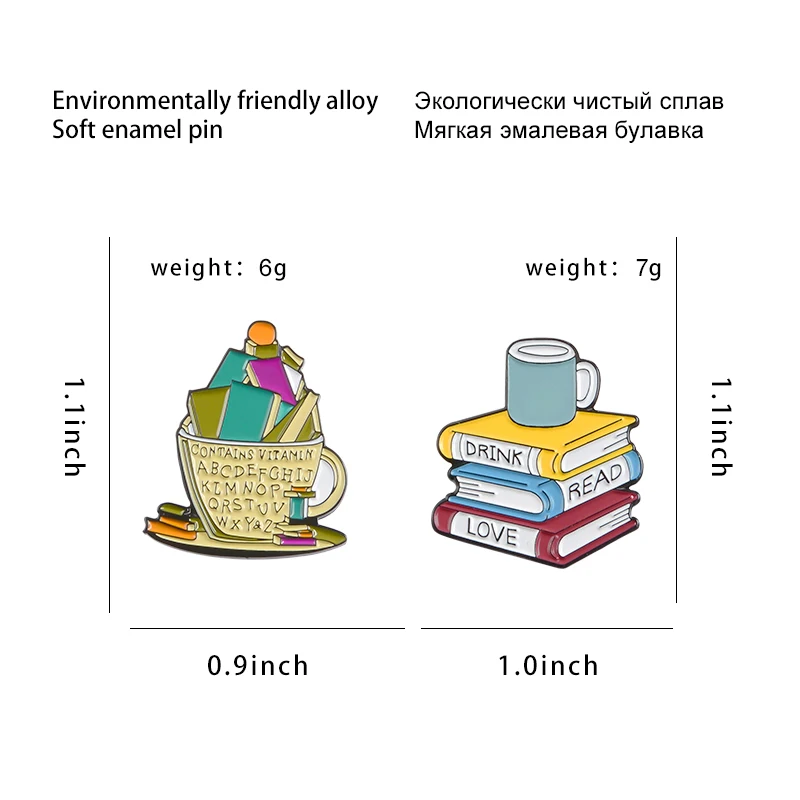 Эмалированные булавки с надписью напитки Read Love броши в виде мультяшных чашек и