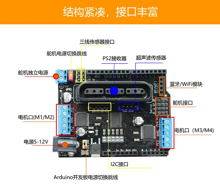 Плата управления двигателем для Arduino интеллектуальная плата привода двигателя