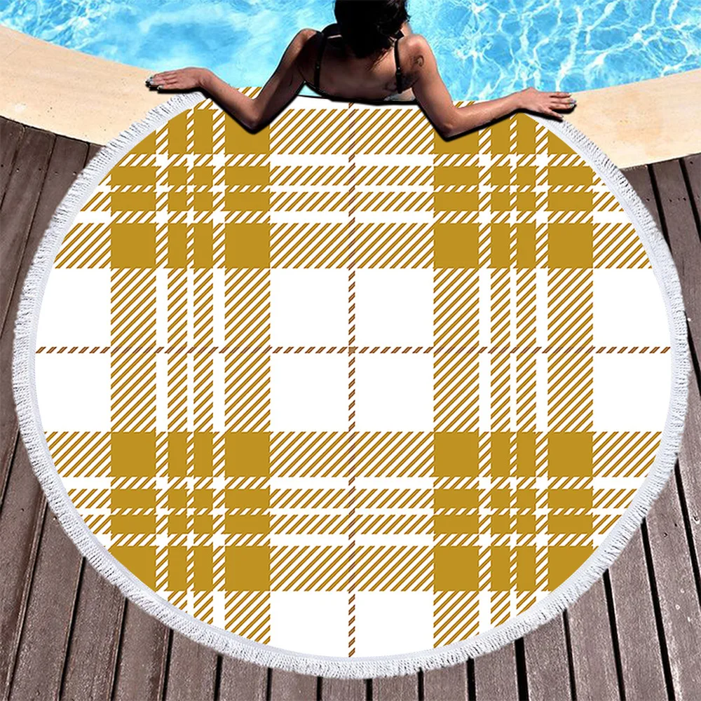 Пляжные полотенца с красочным принтом в полоску большое круглое полотенце из