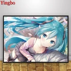 Японская картина из аниме девушки из страз, полноразмернаяКруглая Мозаика из страз, вышивка крестиком, картина из страз, картины из страз