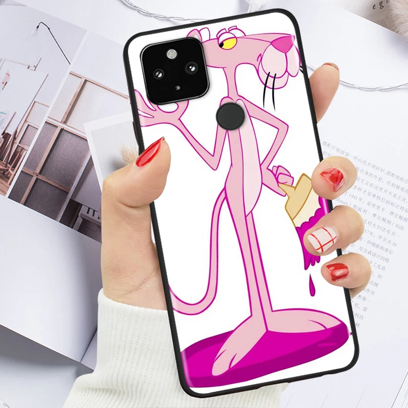 

Cartoon Pink Panther Shockproof Cover for Google Pixel 5 4 4A XL 5G Black Phone Case Shell Soft Fundas Coque Capa