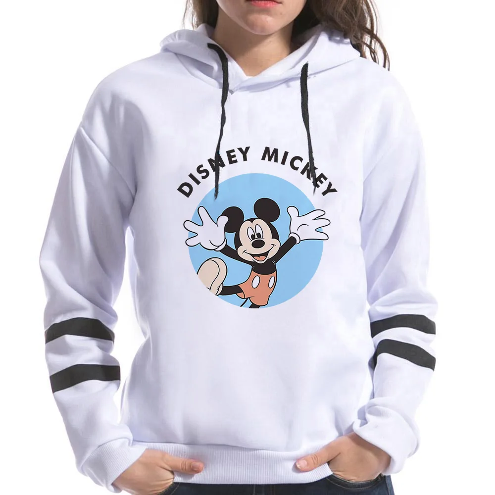 

Женские толстовки с капюшоном и принтом Микки Мауса, розовые и белые толстовки с длинным рукавом, Модные женские пуловеры с капюшоном, Пряма...