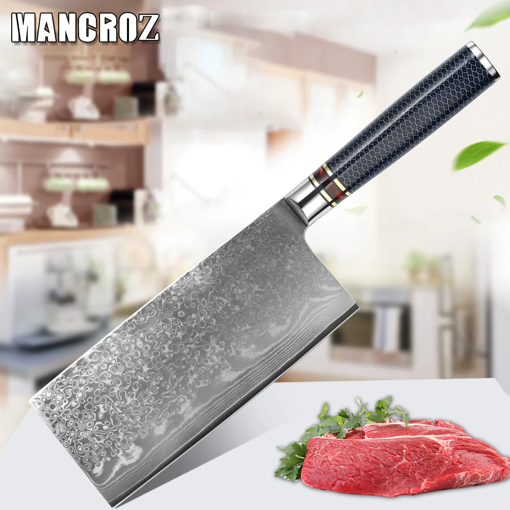 

MANCROZ 7-дюймовый нож мясника острый 67 слоев дамасский кухонный нож s полимерная ручка кухонные поварские ножи для мяса овощей рыбы