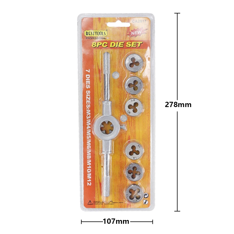 8pcs Set 6 шт./8 шт. M3 M4 M5 M6 M7 M8 M10 M12 набор гаечных ключей метрический кран и штамповочный набор из легированной стали резьба набор ручных инструментов кран с винтовой резьбой - Цвет: 8pcs Set