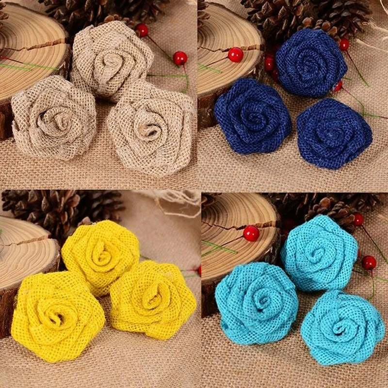 1 шт. в стиле ретро многоцветные декорированном мешковиной горшке роза цветы