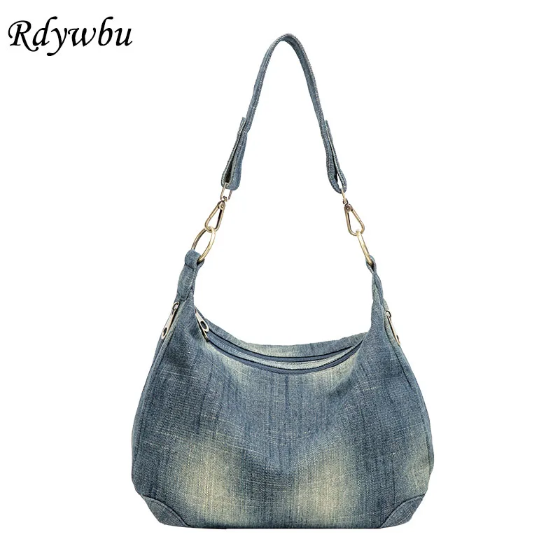 Rdywbu женская джинсовая сумка через плечо повседневная ВИНТАЖНАЯ ДЖИНСОВАЯ