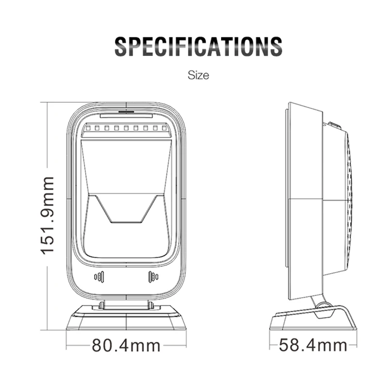 

Syble Desktop Barcode Scanner Wired USB Support 1D 2D QR Code Large Scan Area High Scanning Speed AK-9208