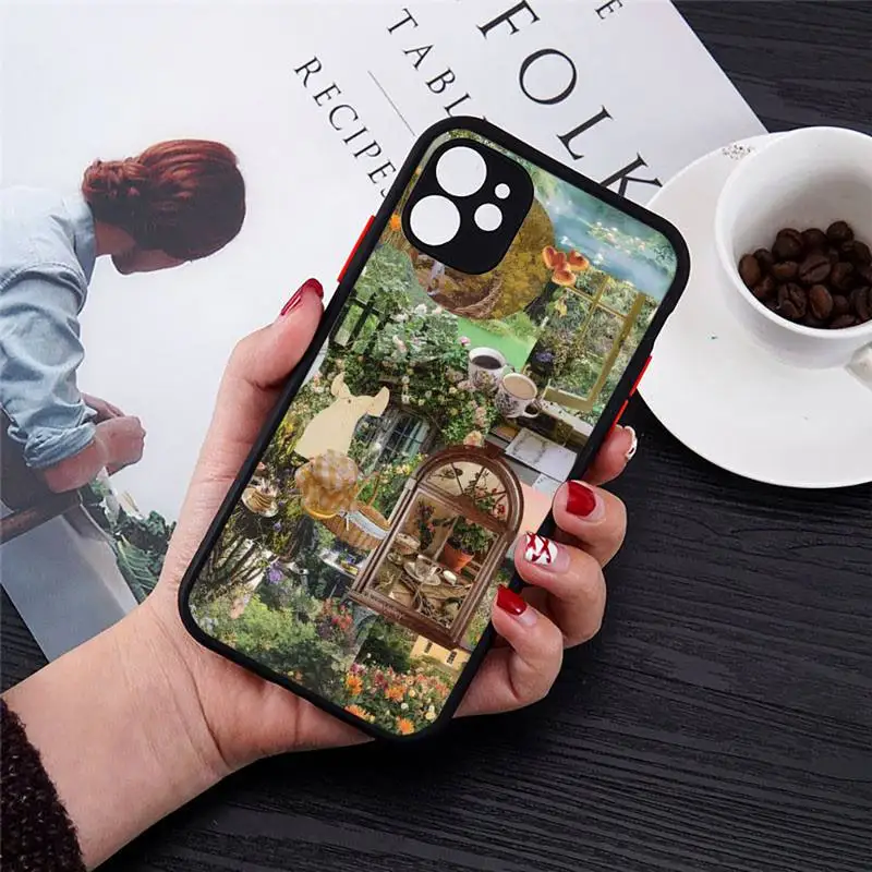 

Cottagecore ins style poster Phone Case Matte Transparent for iPhone 7 8 11 12 s mini pro X XS XR MAX Plus cover funda