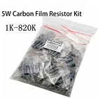 150 шт.лот 5 Вт Мощность угольный осажденный резистор комплект ассортимент набор для приготовления чая 1K ohm-820K Ом 5% сопротивление пакет 100K 10K 33K 47K 470K резисторов