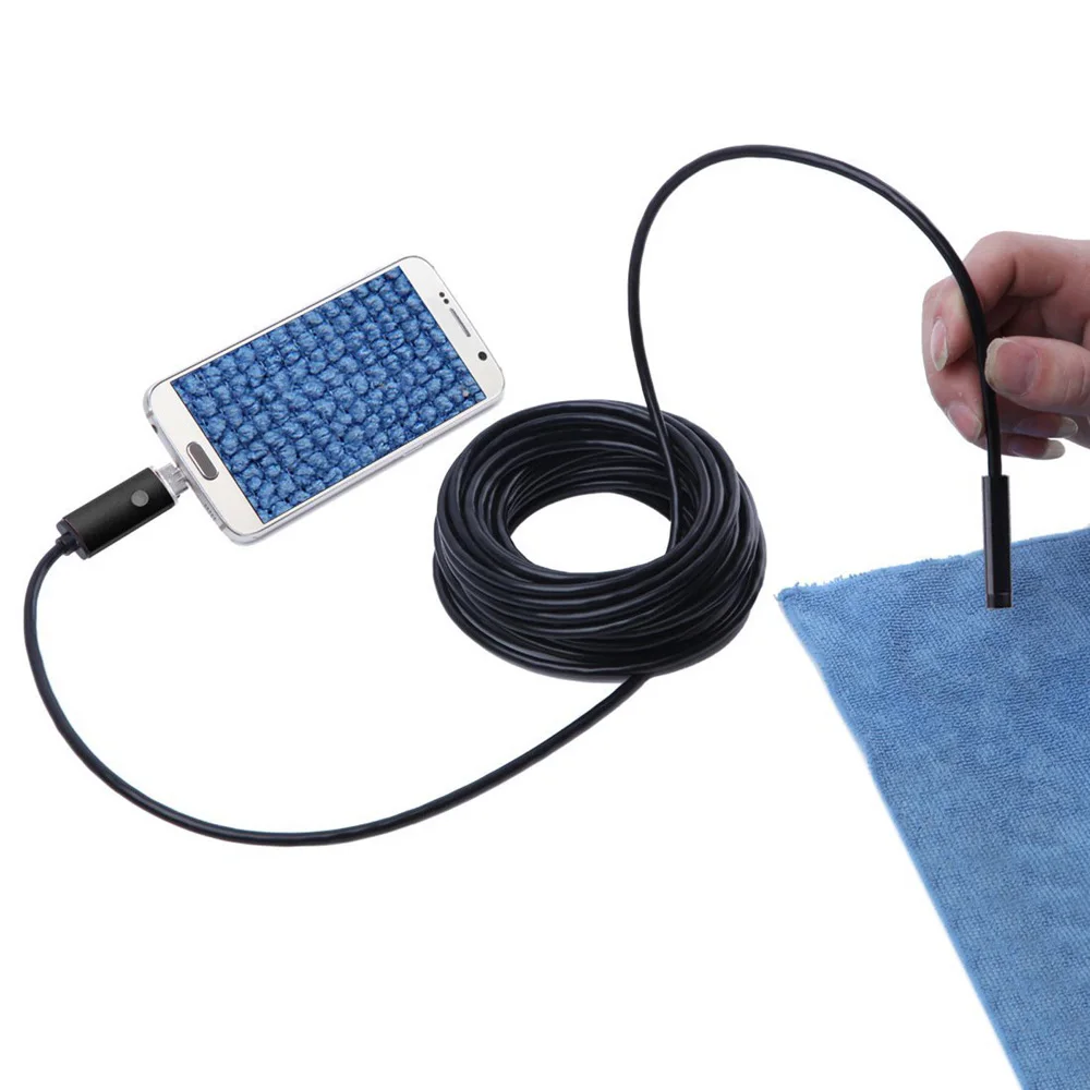 

7mm Endoscope Camera Flexible IP67 Waterproof Micro USB Inspection Borescope Camera for Android PC Notebook 6LEDs Adjustable