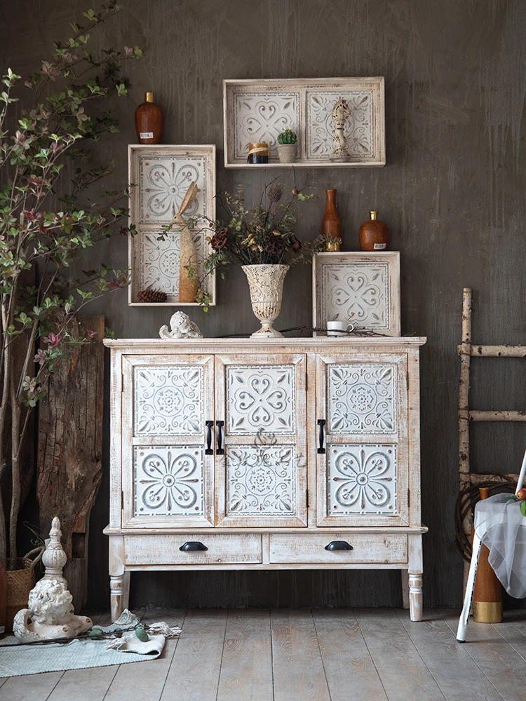 Входной шкаф из массива дерева винтажной гравюры, потертого придания, буфета кровати и завтрака, декорации для гостиной и спальни, шкаф-хранилища.