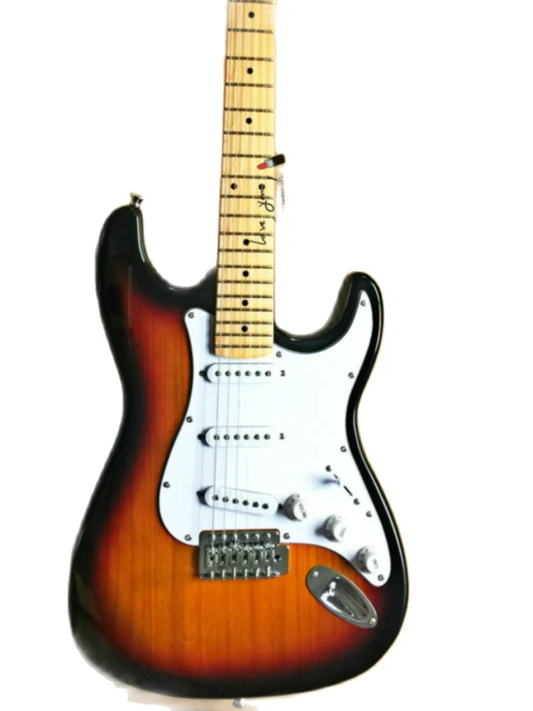 Электрогитара FPST-1002 3TS OEM высокого качества с твердотельным корпусом из павлонии, белой пикгардой и грифом из клена. Бесплатная доставка.