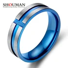 Кольца SHOUMAN из нержавеющей стали 316L в стиле ретро с вырезом и крестом синего цвета для женщин, обручальное кольцо с крестом, ювелирные изделия