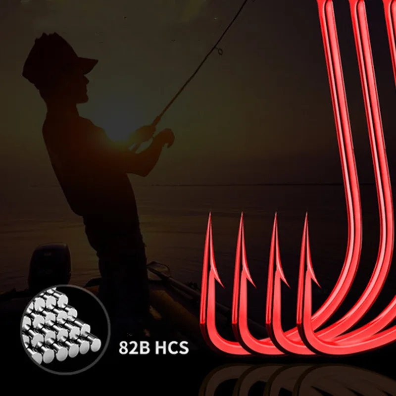 10шт Red острый Рыболовный крючок углерода Сталь изогнутой рукоятки офсетная