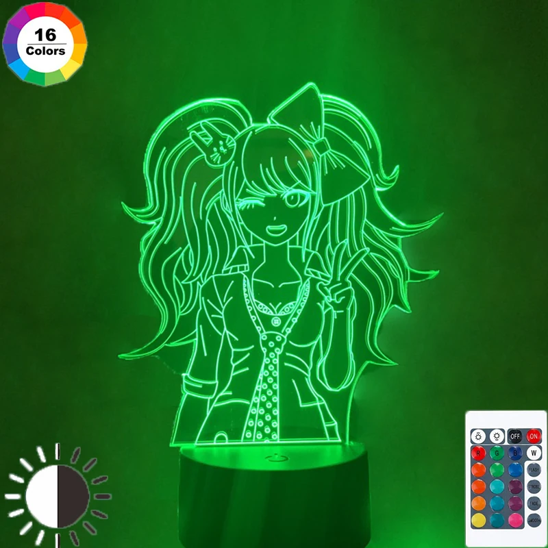 

Danganronpa V3 Дзюнко Эносима 3D светодиодный Ночник светильник для декора комнаты детский подарок на день рождения акриловая настольная лампа уб...