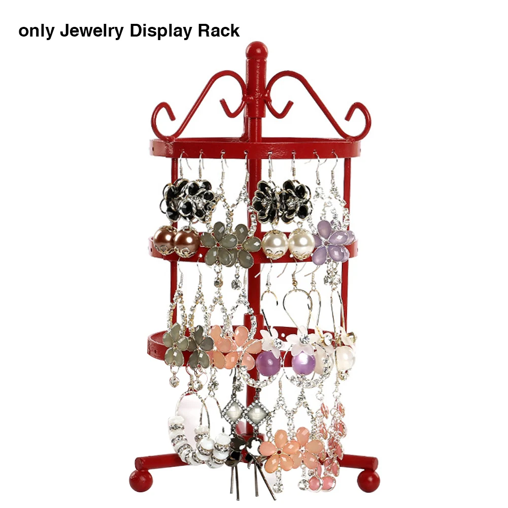 

3 Tiers Hanger Iron Bracelet Necklace Storage Organizer Earring Holder Dressing Table Jewelry Display Rack Rotating 72 Holes