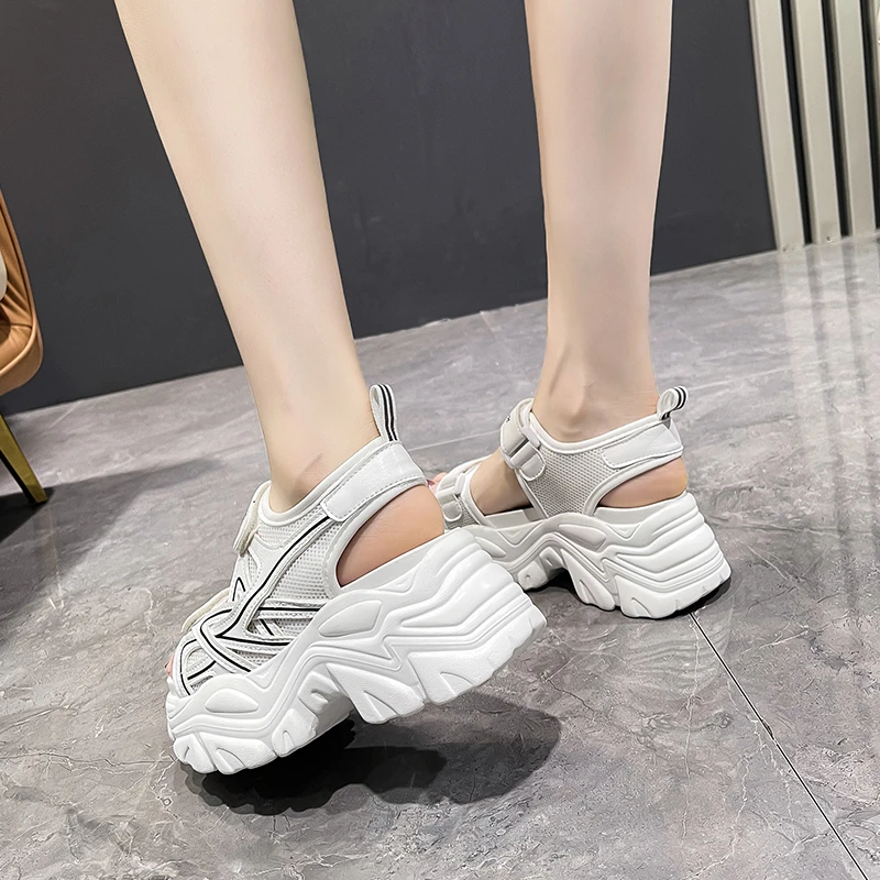 

Summer Women Chunky Beach Sandal High Platform Gladiator Women's Sandals 2021 New 7CM White Slippers Comfortable Sandalias Mujer