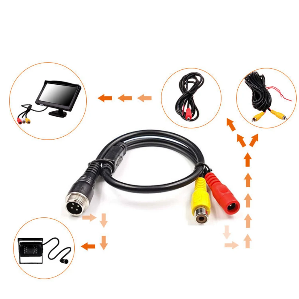 

M12 4Pin Aviation Male to RCA + DC Female Extension Cable Adapter For CCTV Camera Security Video Recorder 50CM