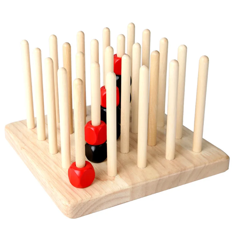 

3D Wooden Chess Boards Puzzle Toys Connect Four Chess Party Games Educational Creative Toys For Children Space Logical Thinking
