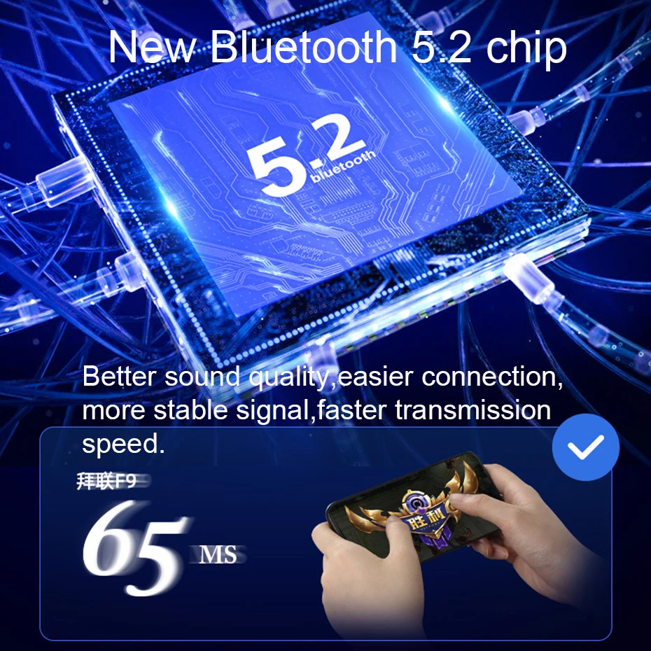 TWS-стереонаушники F9 с поддержкой Bluetooth 5 2 и зарядным футляром на 2000 мА · ч |