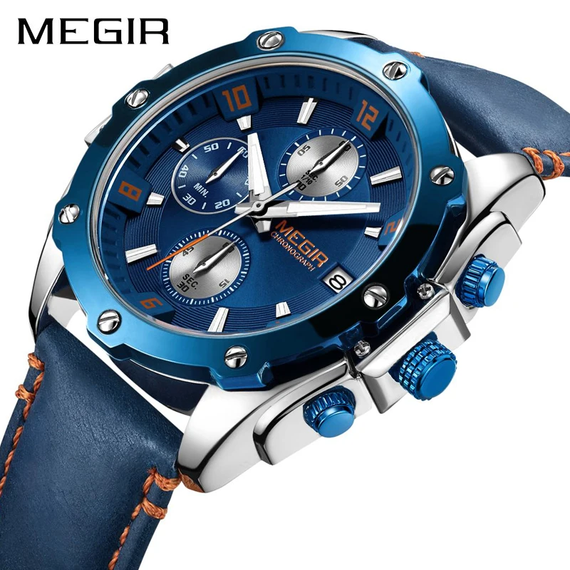 Часы MEGIR Мужские кварцевые с хронографом креативные деловые армейские в стиле