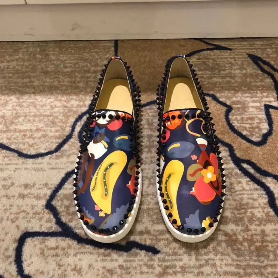 Мужские лоферы на плоской подошве Роскошные дизайнерские кожаные туфли с шипами