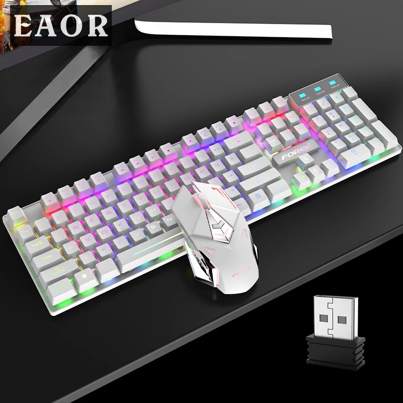 EAOR RGB Wireless Gaming Keyboard Mouse Set Mechanical Feel Ergonomics Wireless Keyboard Mouse Combo For Laptop Desktop Office