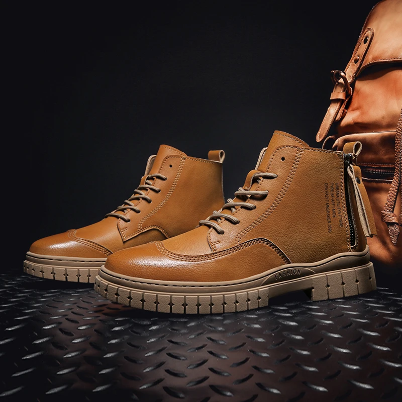 Новинка Мужские ботинки Сезон осень-зима Винтажные мужские ботильоны с высоким